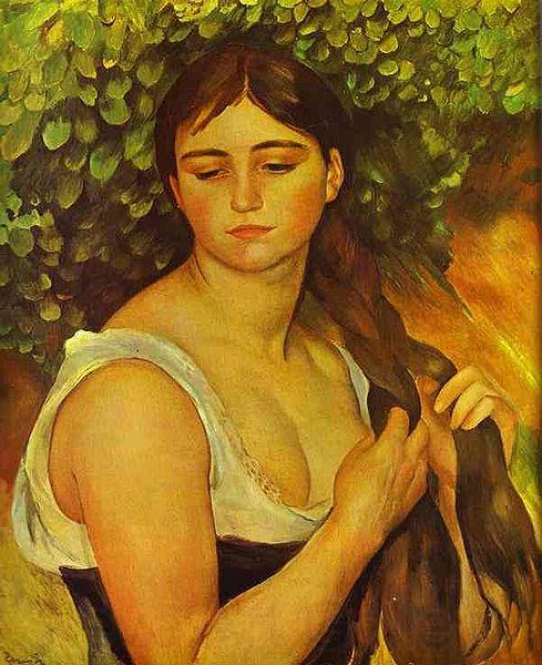 Pierre Auguste Renoir Girl Braiding Her Hair Spain oil painting art